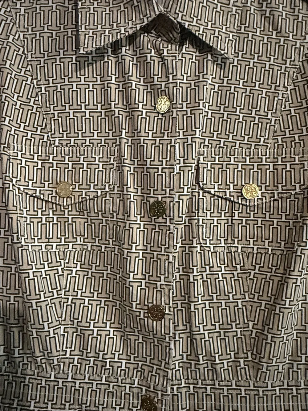 Tory Burch Tailored Tan Shirt Dress with Button Front